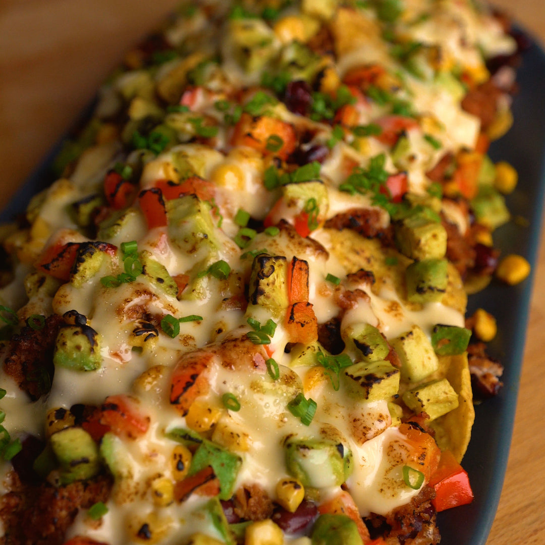 Nachos cooked at 400°C in a Gozney pizza oven