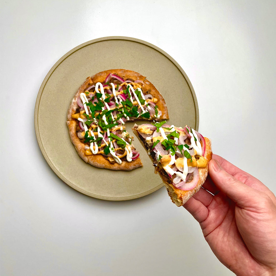 HIGH PROTEIN (28g): Black Bean Flatbread