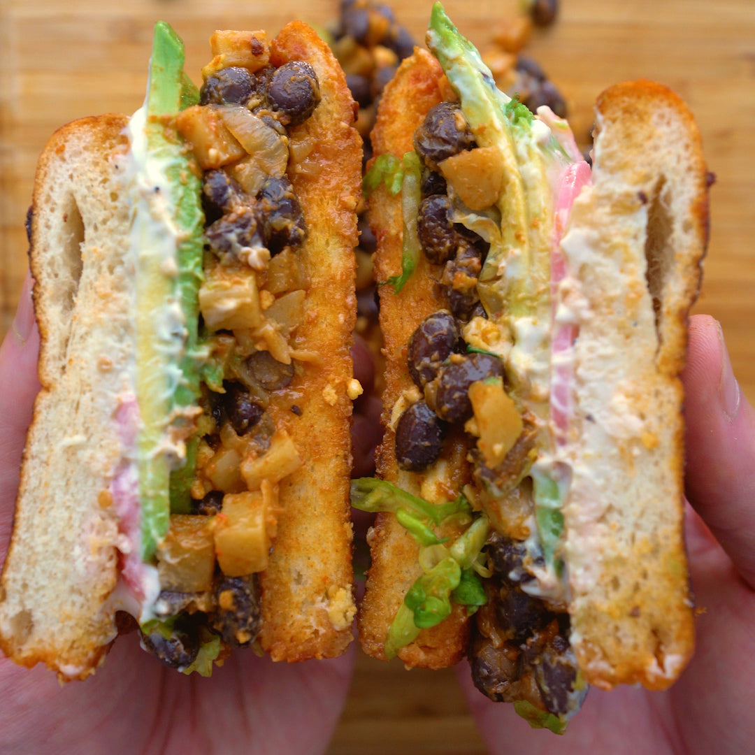 Potato and Black Bean Pambazo