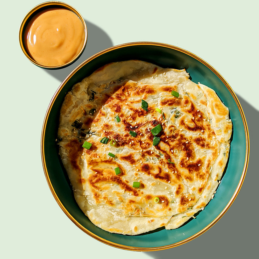 Chinese Scallion Pancakes with Dibble Sriracha Mayo