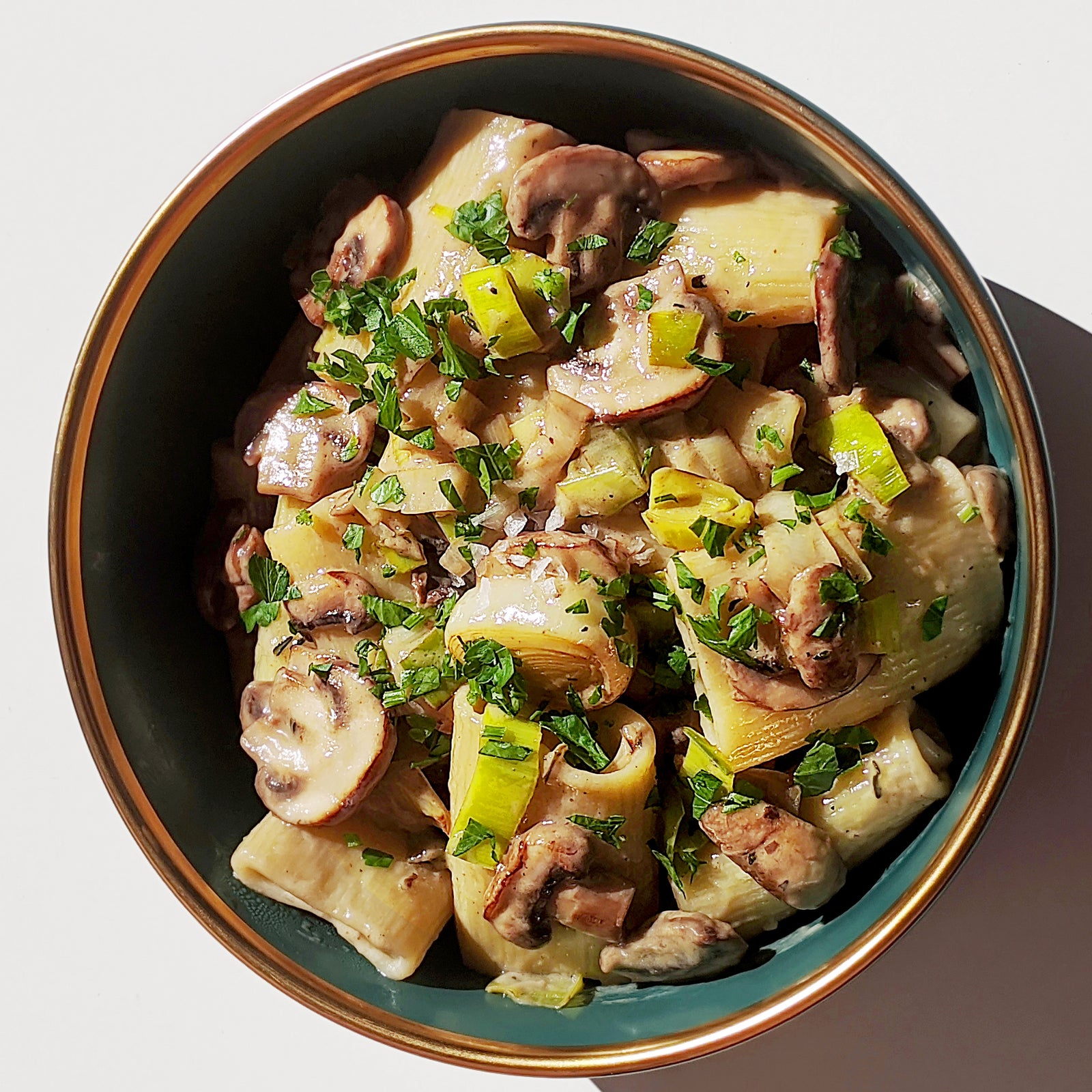 Mushroom and Leek Sour Cream Pasta