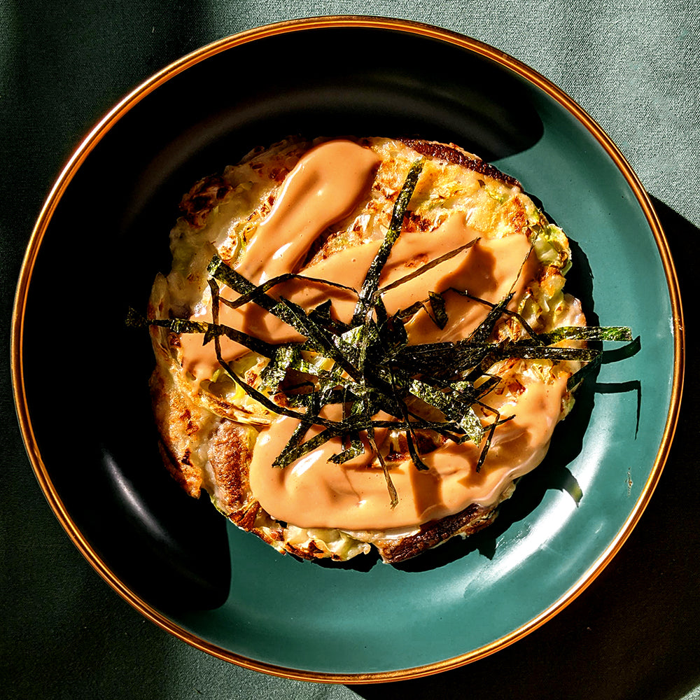 Shiitake Okonomiyaki with Dibble Secret Sauce